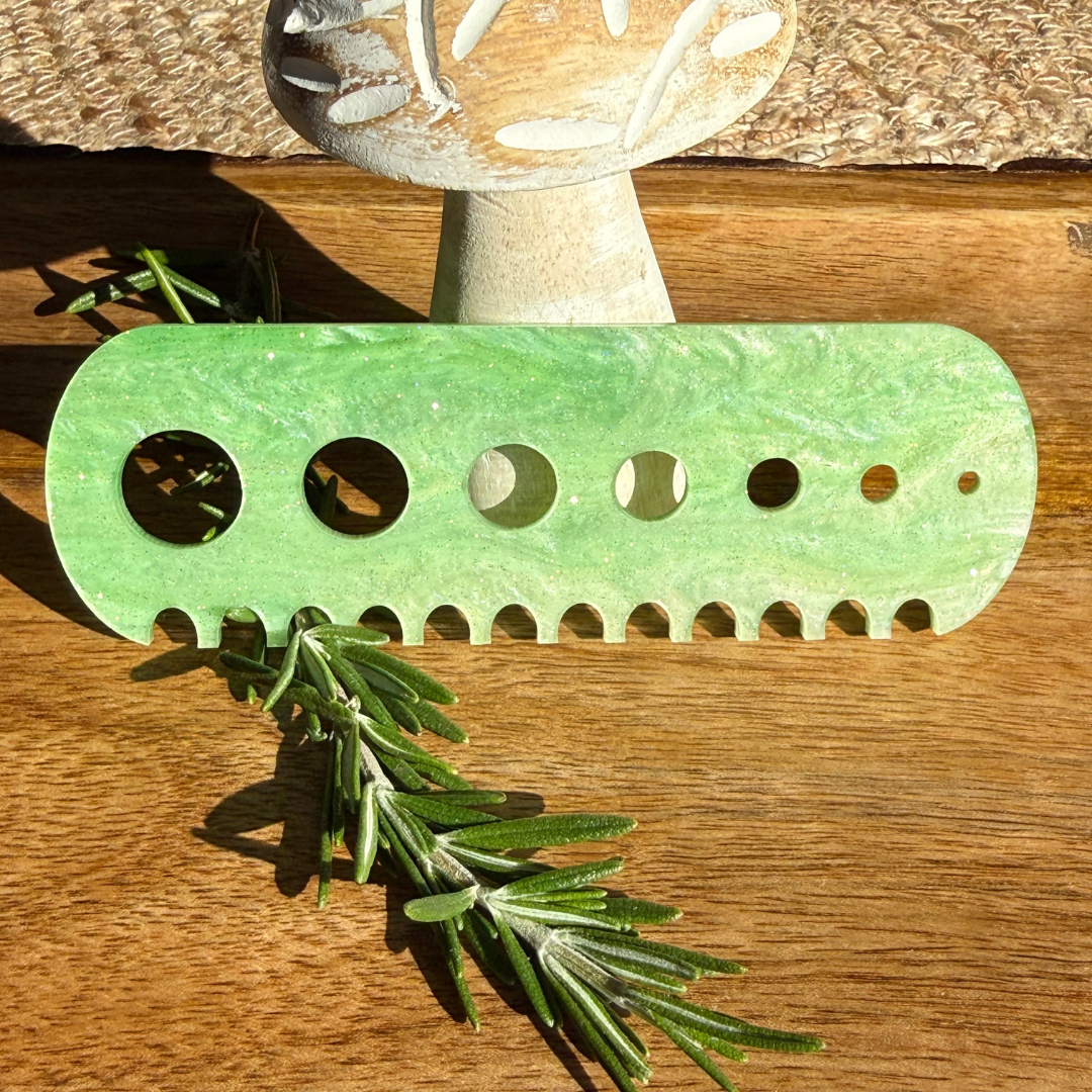 Green acrylic herb stripper tool