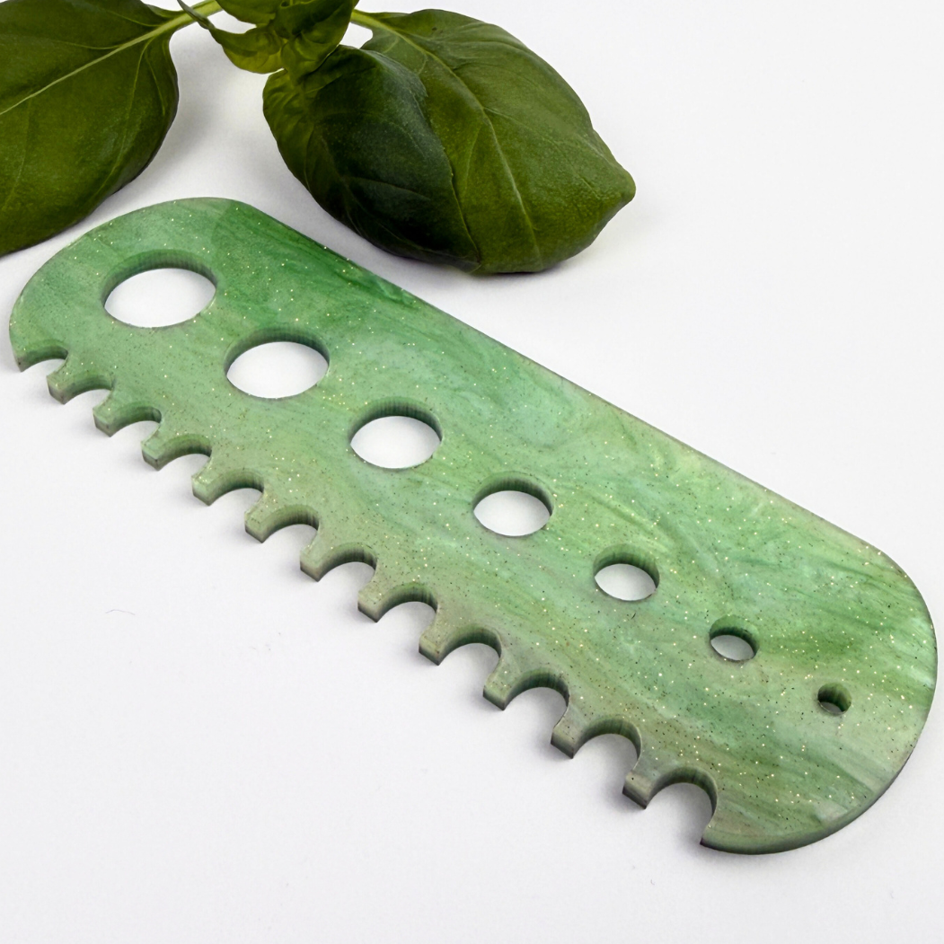 Green acrylic herb stripper tool