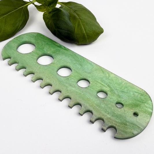Green acrylic herb stripper tool