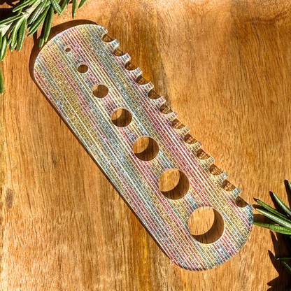 Rainbow Stripe Acrylic Herb Stripper – 7 Hole Kitchen Tool