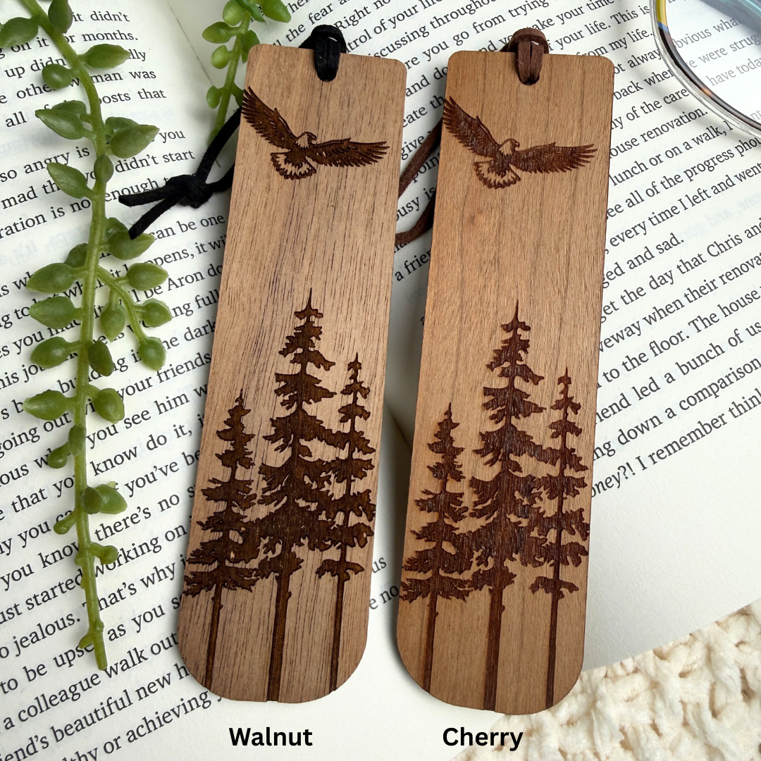 Eagle with Pine Trees Wooden Bookmark