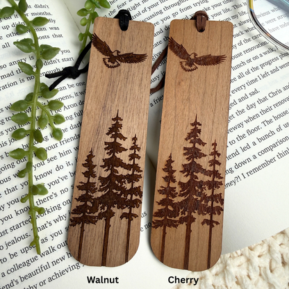 Eagle with Pine Trees Wooden Bookmark