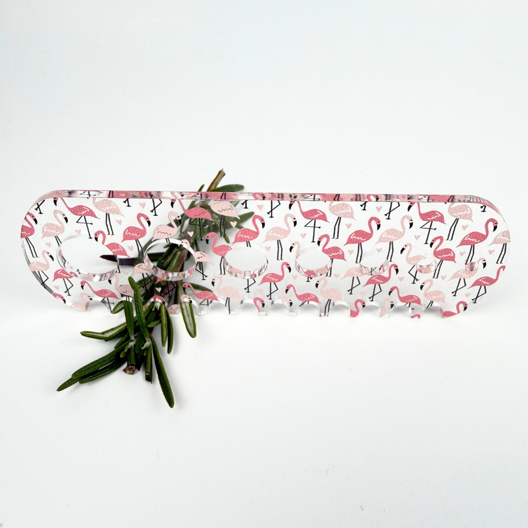 Flamingo Acrylic Herb Stripper – 7 Hole Kitchen Tool