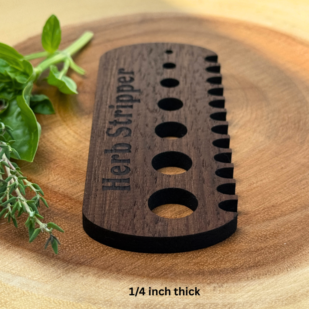 Walnut Wood Herb Stripper – 7 Hole Hardwood Kitchen Tool