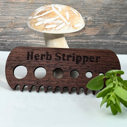 Walnut Wood Herb Stripper – 7 Hole Hardwood Kitchen Tool