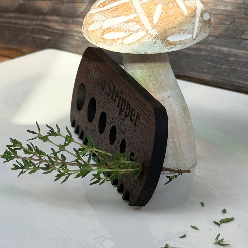 Walnut Wood Herb Stripper – 7 Hole Hardwood Kitchen Tool