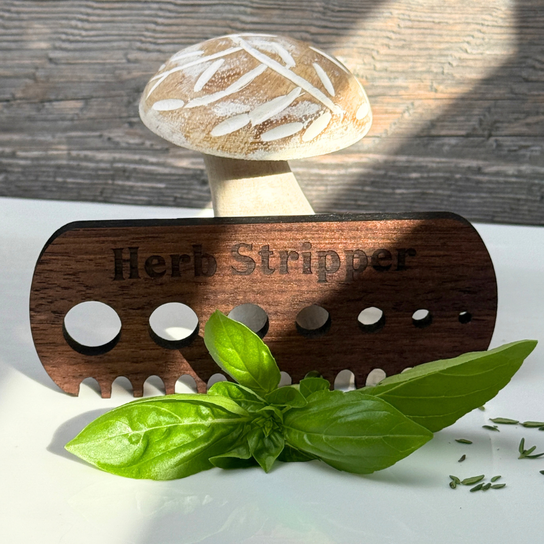 Walnut Wood Herb Stripper – 7 Hole Hardwood Kitchen Tool