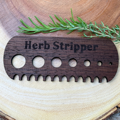Walnut Wood Herb Stripper – 7 Hole Hardwood Kitchen Tool