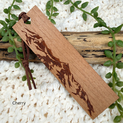 Cherry wood mountain engraved bookmark with personalized name