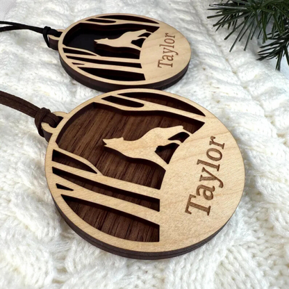 Wolf Ornament with Customizable Name