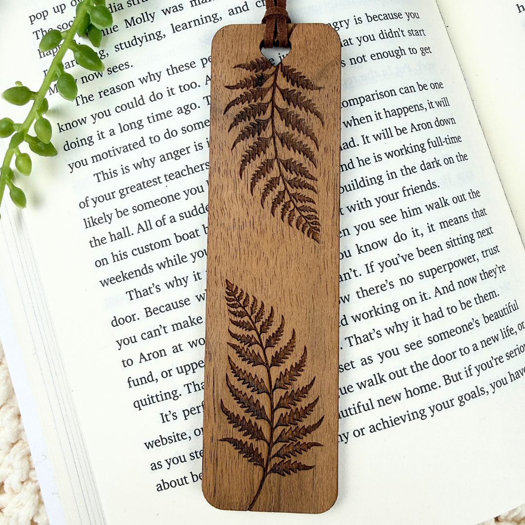 Double Fern Wooden Bookmark
