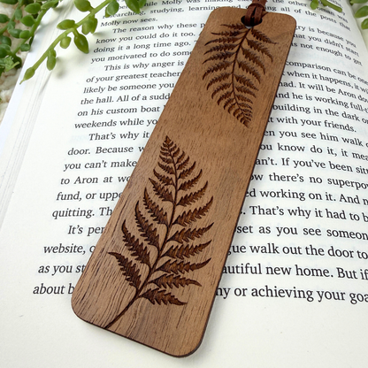 Double Fern Wooden Bookmark