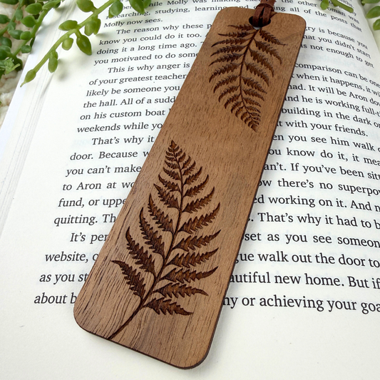 Double Fern Wooden Bookmark