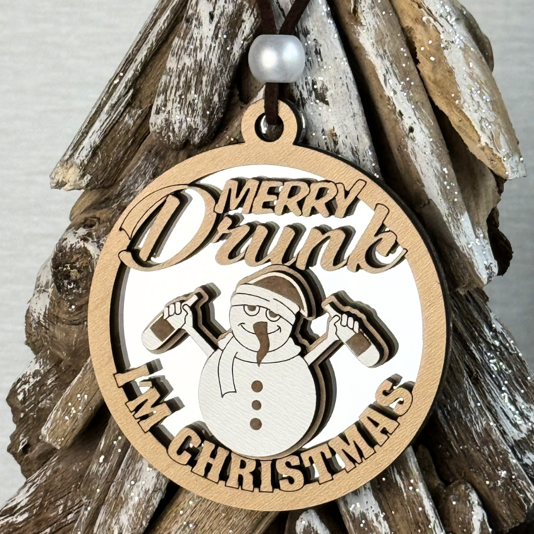 Merry Drunk I’m Christmas – Funny Snowman Ornament