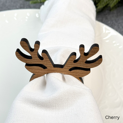 Antler Wooden Napkin Rings - Holiday Table Decor