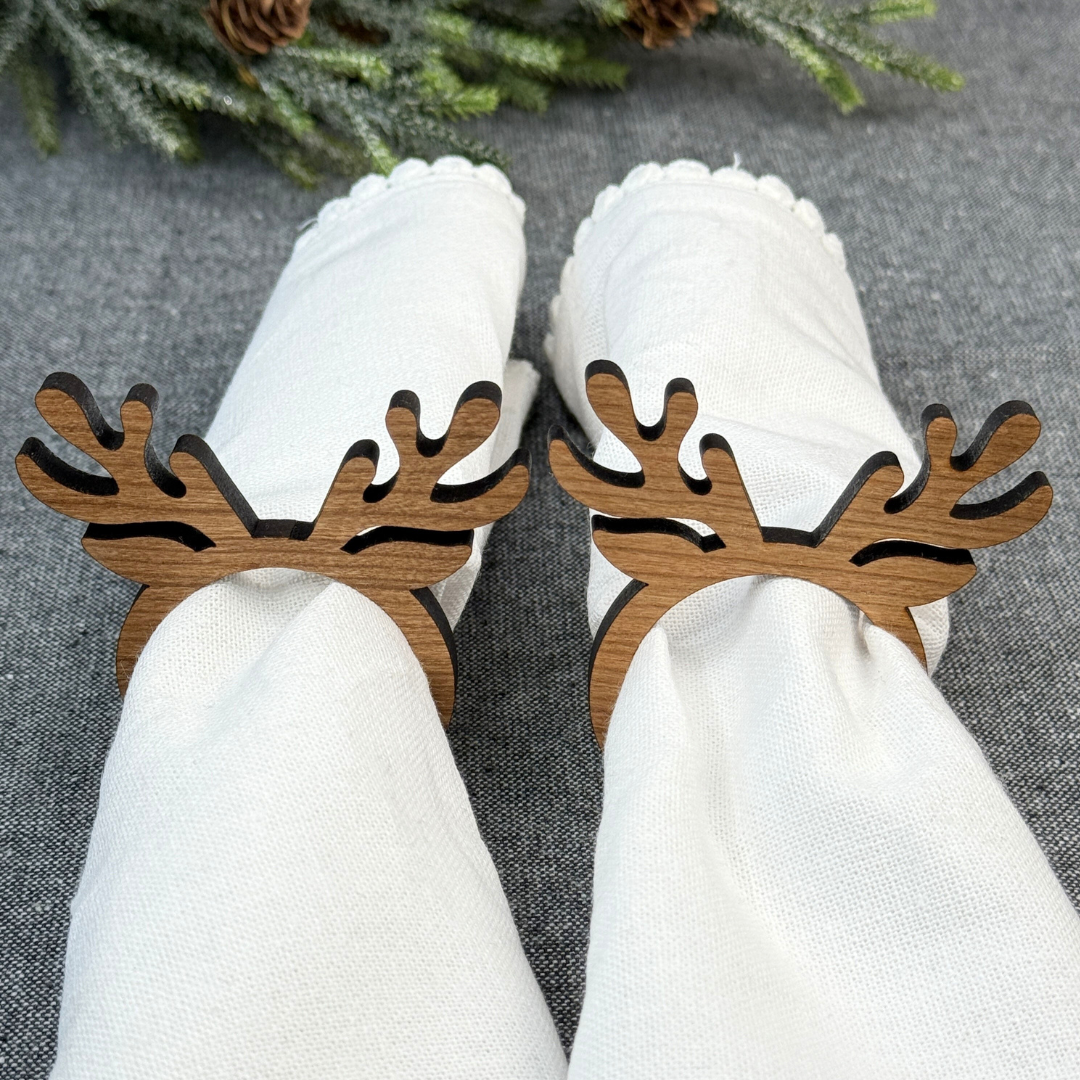 Antler Wooden Napkin Rings - Holiday Table Decor