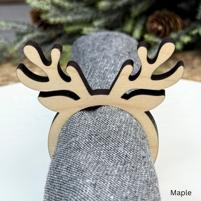 Antler Wooden Napkin Rings - Holiday Table Decor