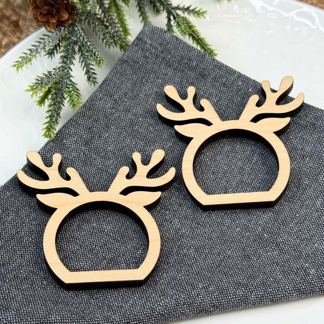 Antler Wooden Napkin Rings - Holiday Table Decor
