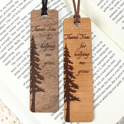 Engraved Wooden Bookmark Gift for Mom, Dad or Teacher – Thank You for Helping Me Grow