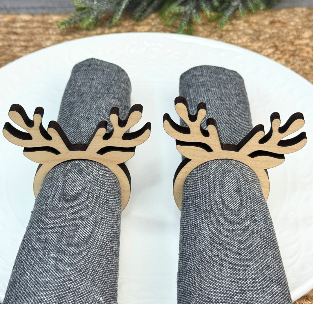 Antler Wooden Napkin Rings - Holiday Table Decor