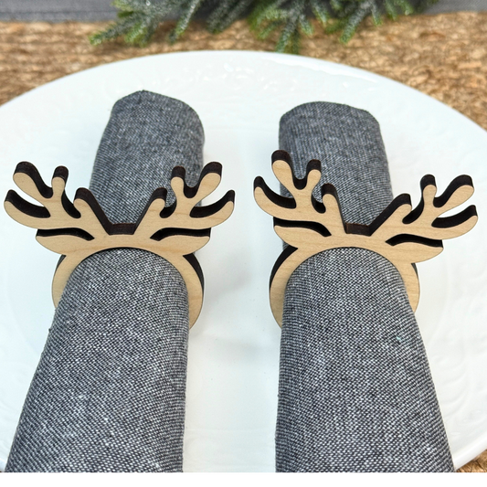 Antler Wooden Napkin Rings - Holiday Table Decor