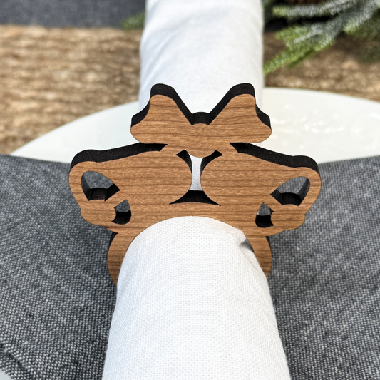 Christmas Bell Wooden Napkin Rings - Holiday Table Decor