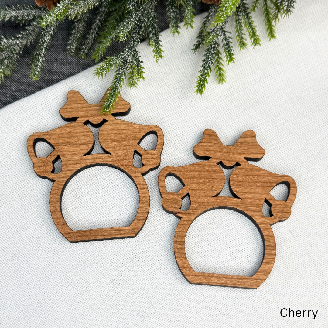 Christmas Bell Wooden Napkin Rings - Holiday Table Decor