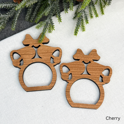 Christmas Bell Wooden Napkin Rings - Holiday Table Decor