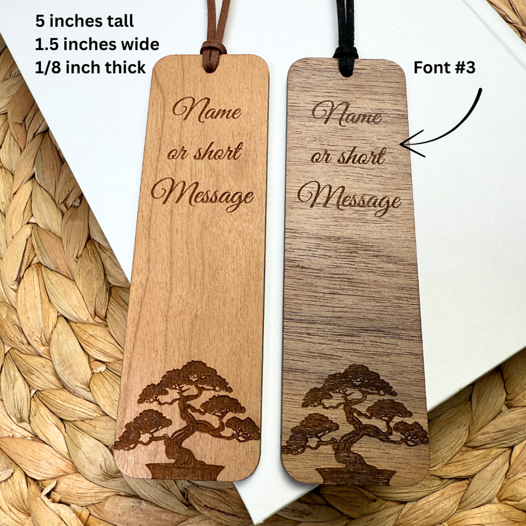 Custom Bonsai Tree Wooden Bookmark - Book Lover Gift