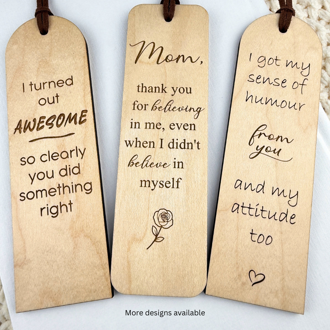 Engraved Wooden Bookmark for Mom – Personalized Gift for Book Lovers