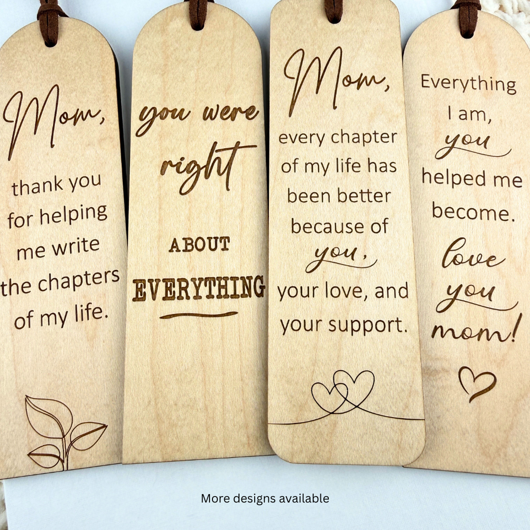 Engraved Wooden Bookmark for Mom – Personalized Gift for Book Lovers