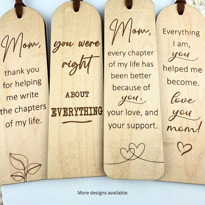 Engraved Wooden Bookmark for Mom – Personalized Gift for Book Lovers