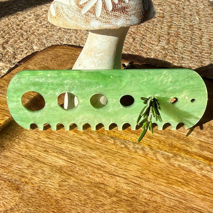 Green Acrylic Herb Stripper – 7 Hole Kitchen Tool