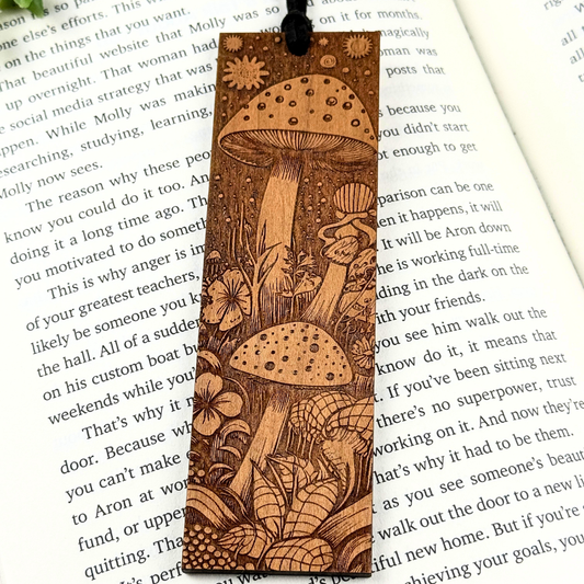 Wooden Mushroom Bookmark