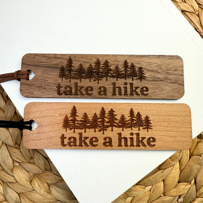Take a Hike Wooden Bookmark