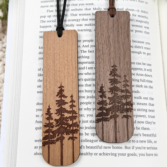 Trio Pine Tree Wooden Bookmark