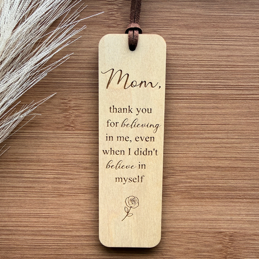 Engraved Wooden Bookmark for Mom – Meaningful Thank You Gift, Personalized Gift