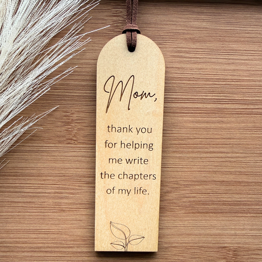 Engraved Wooden Bookmark for Mom – Thank You Gift, Meaningful Gift for Mom