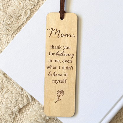 Engraved Wooden Bookmark for Mom – Meaningful Thank You Gift, Personalized Gift