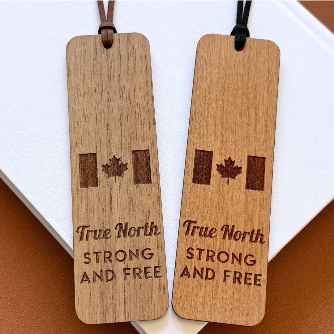 Canadian Flag Wooden Bookmark – True North Strong & Free
